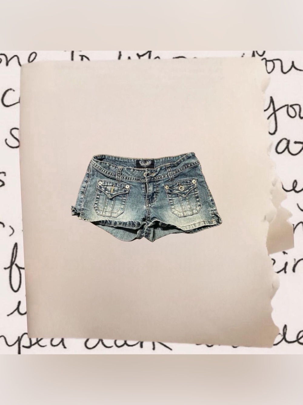 vintage angels low rise denim micro shorts